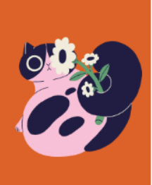 Carte de souhait 'Chat bouquet' - Stefouchat
