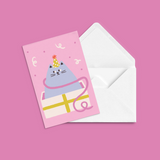 Carte Chat Fête Anniversaire Rose
